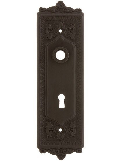 Egg and Dart Style Forged Brass Door Plate with Keyhole Oil Rubbed Bronze.